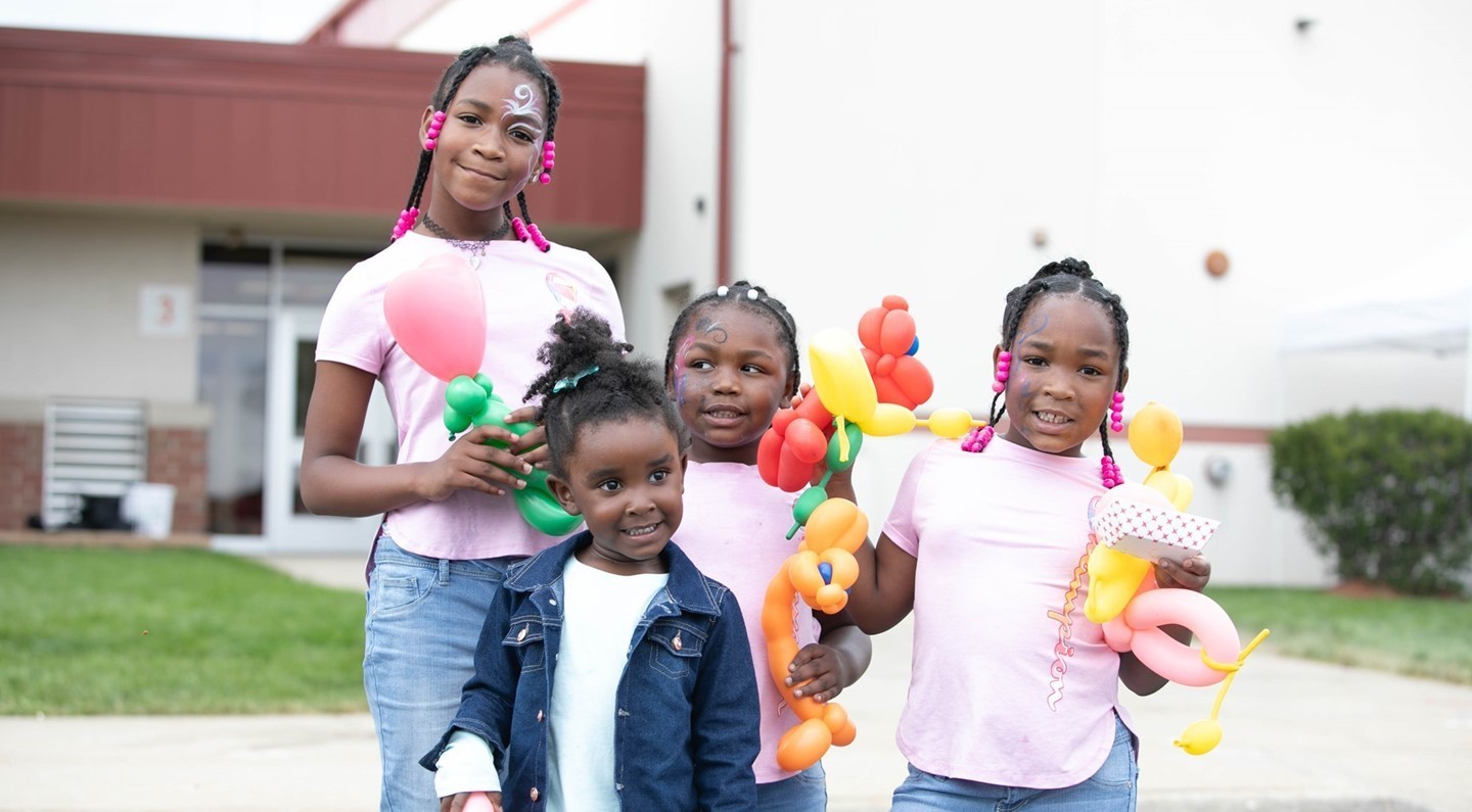 Students at the back to school fair